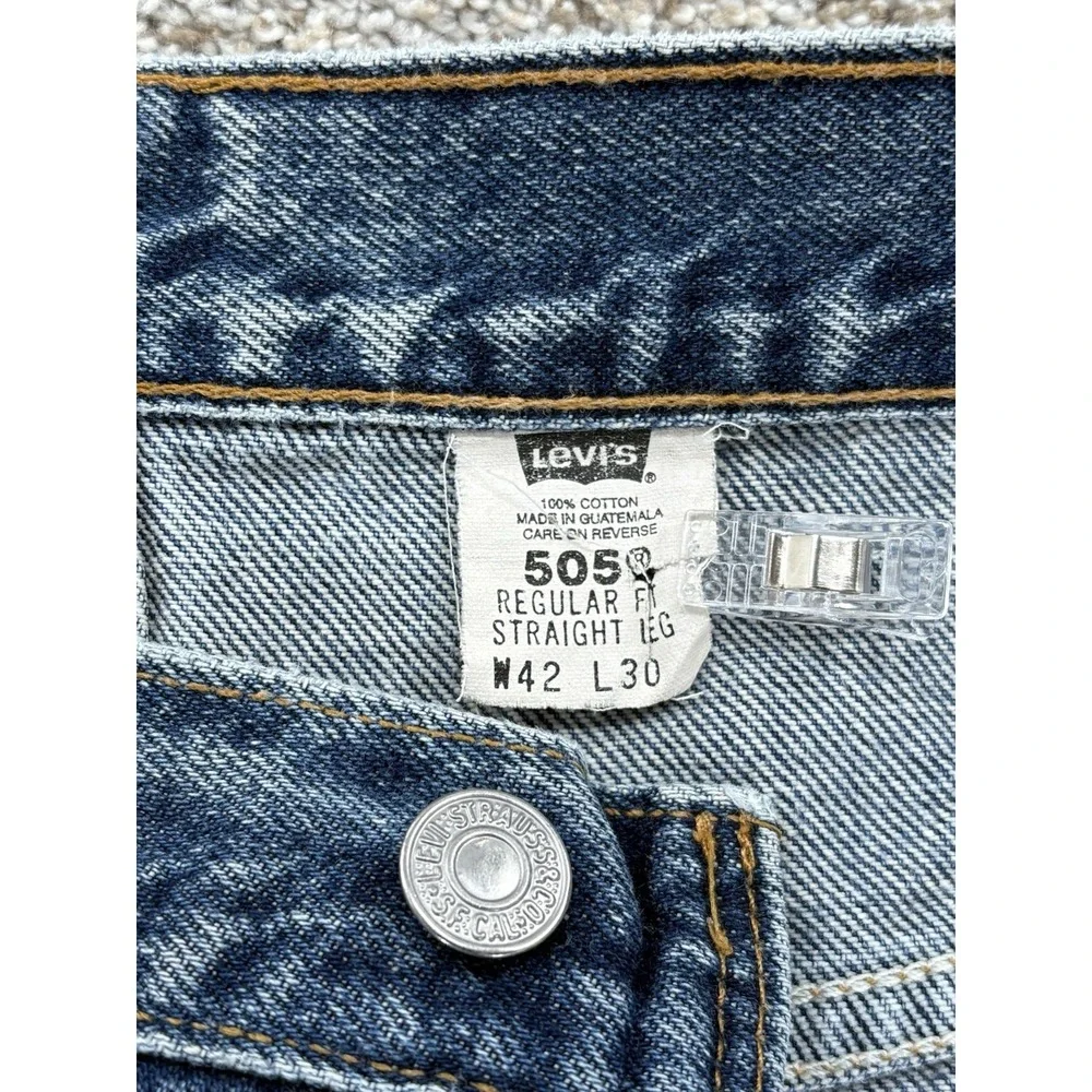 Vintage Levis 505 42x30 (40x29) Mens Blue Straight Chore Workwear Wash 2002‎ Y2K